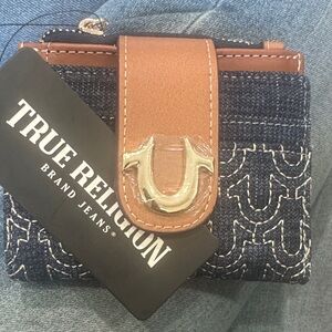 True Religion Denim Blue and Brown Wallet